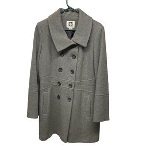 Anne Klein double breasted Coat L Grey MOVING SALE